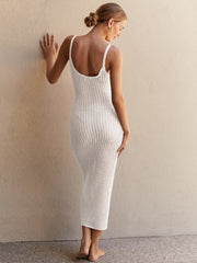 Beach Casual Solid Color Knit Camisole Knit Smock Over A Dress
