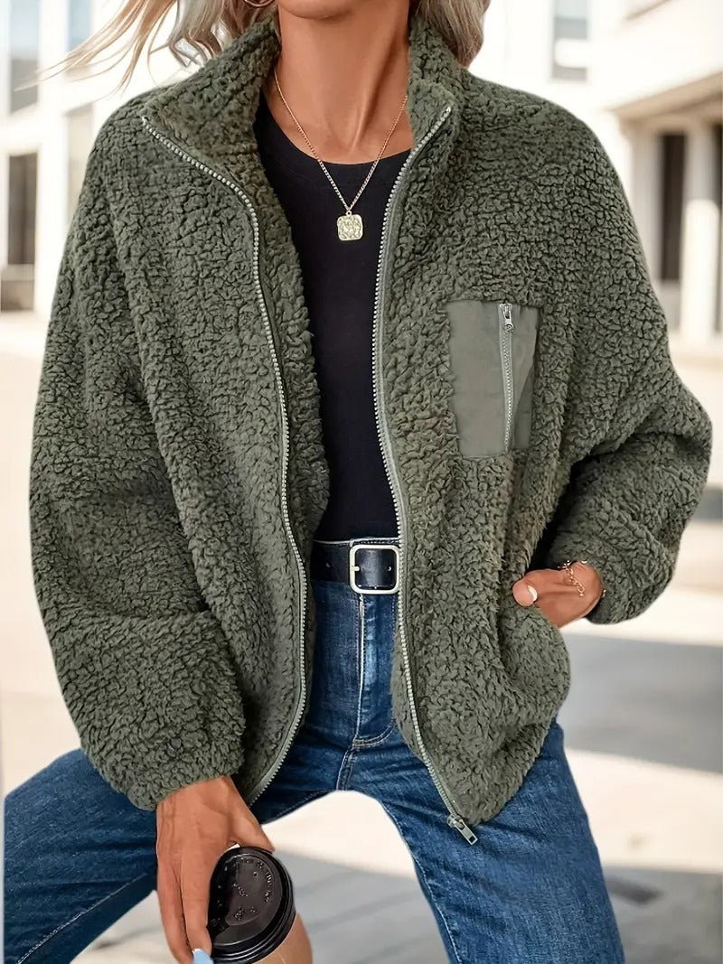 Women's Simple Fashion Zipper Drooping Shoulder Jacket - kinko