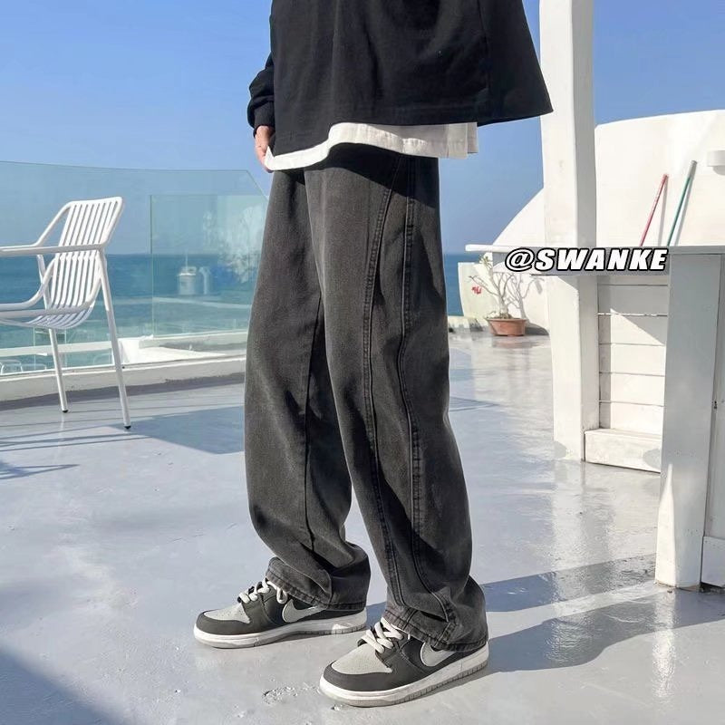 INS Hong Kong Style Loose Straight Mop Wide Leg - kinko