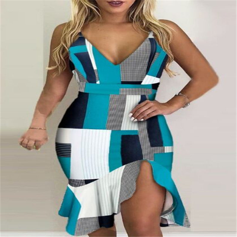 Collage halter irregular skirt dresses - kinko