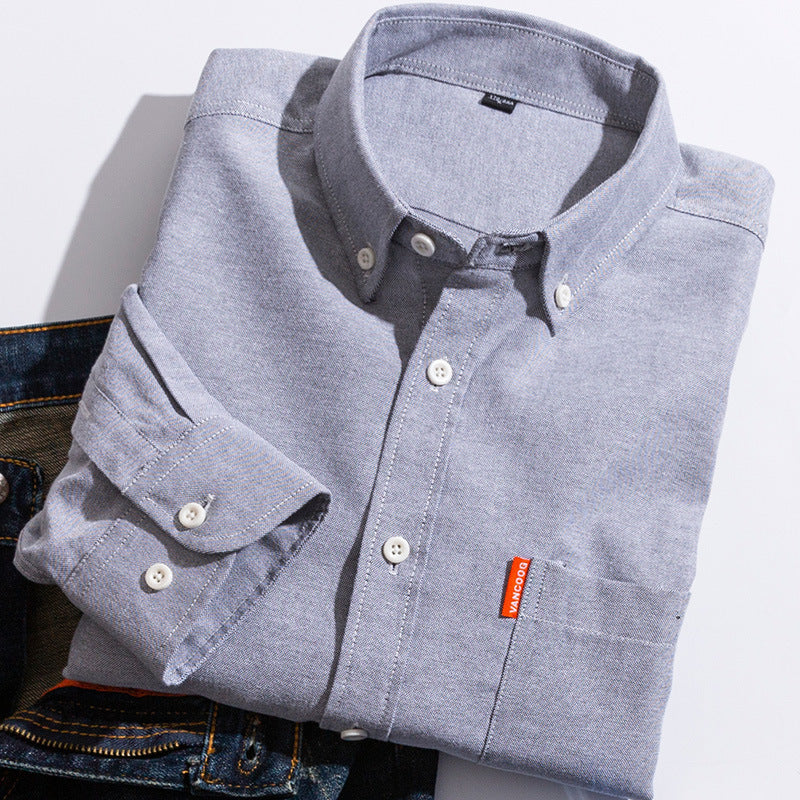 Pure Cotton Washed Oxford Woven Shirts Men - kinko