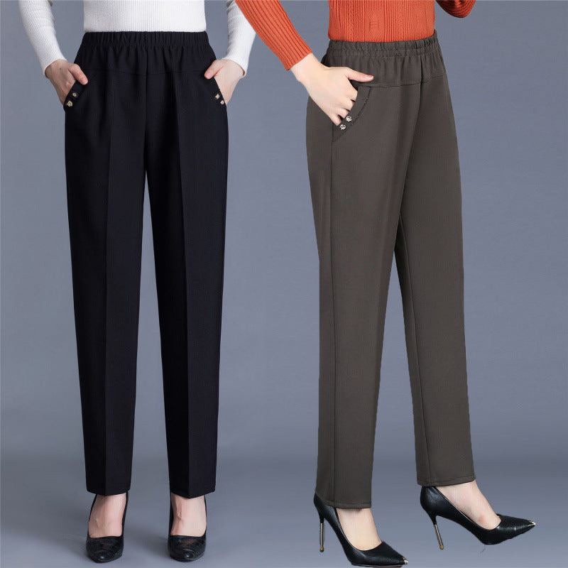 Spring And Autumn Middle-aged Mom Pants Straight-leg Trousers - kinko