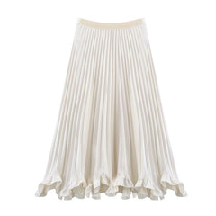 Heavy Industry Petal Wooden Ear Elegant Pleated Skirt - kinko