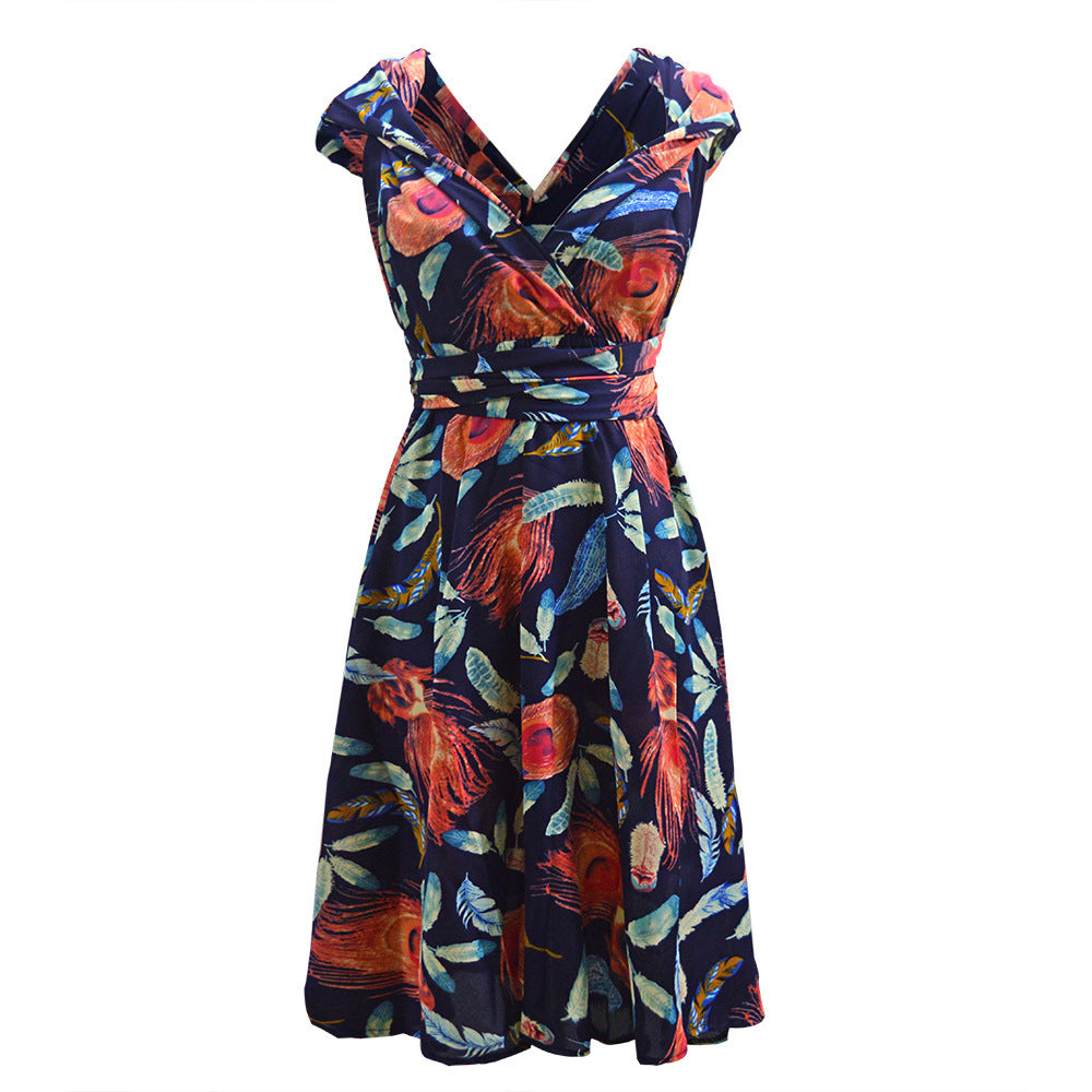 Multiple Wear Lace-up Plus Size Women's Clothing Dress - kinko