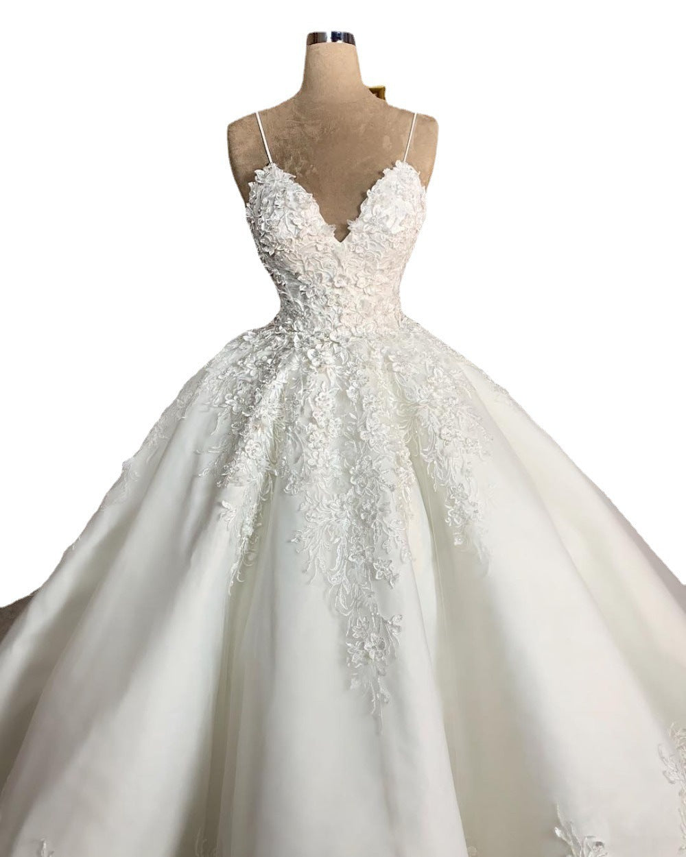 Deep V-neck Sexy Lace Floor-length Wedding Dress Romantic Aura Dignified Wedding Banquet Welcome 2024 New Spring - kinko