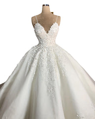 Deep V-neck Sexy Lace Floor-length Wedding Dress Romantic Aura Dignified Wedding Banquet Welcome 2024 New Spring - kinko