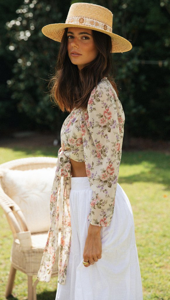 Women's Sexy Lace-up Cardigans Fashion Printed With Long Sleeves