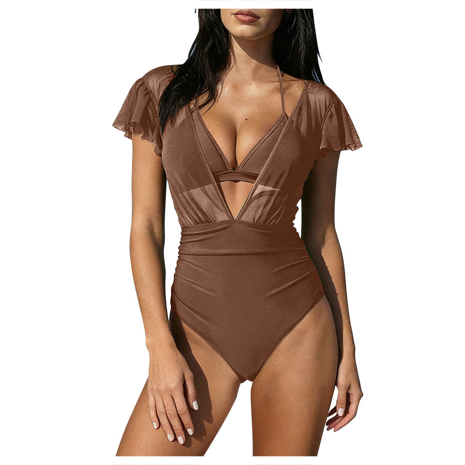 Swimwear Women Solid Color Split Sexy Bikini Swimsuit - kinko Global Holdings inc