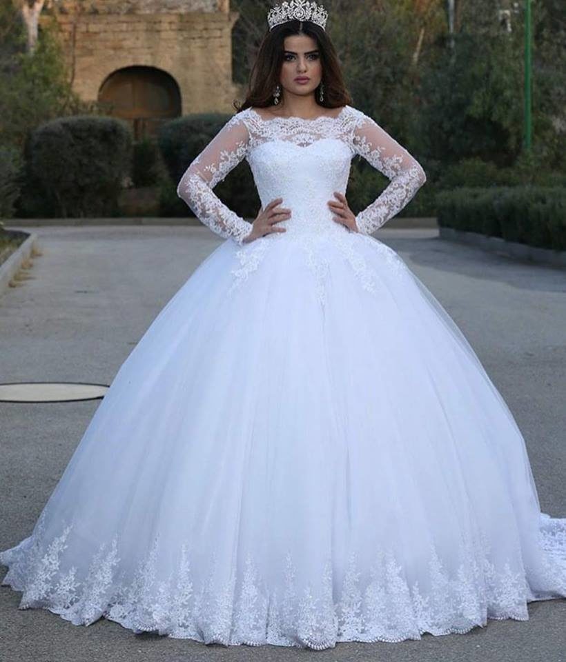 Cross-border Source White Vintage Lace Applique Wedding Dress - kinko