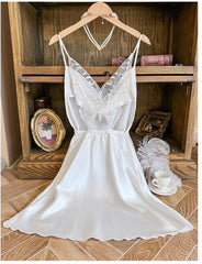 Nightdress Sexy Minimalist Casual Sling Ice Silk Pajamas Summer Sexy Wind Belt Nightgown Seduction Braces Nightdress