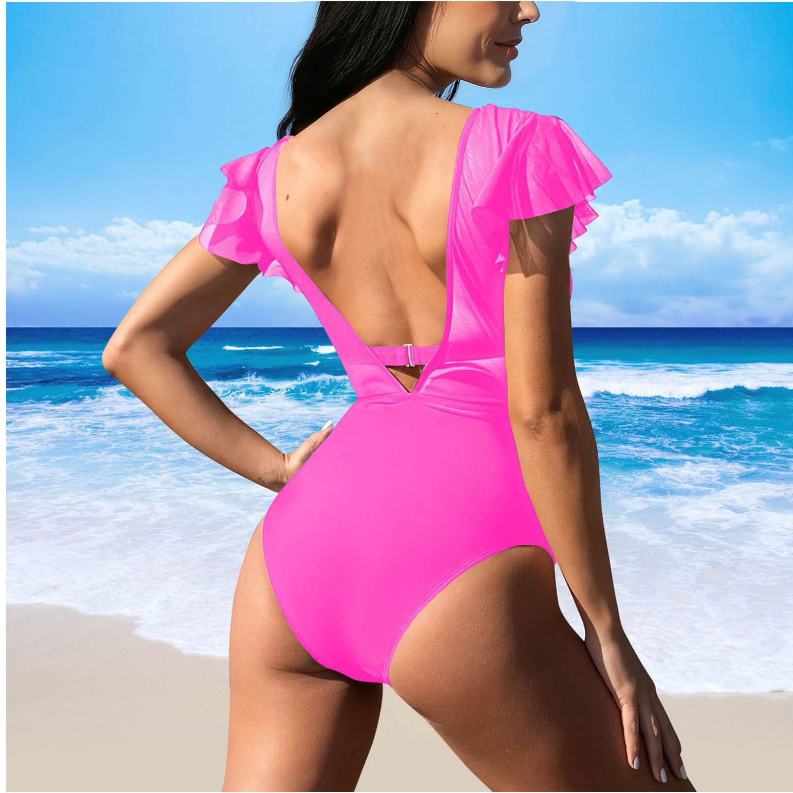 Swimwear Women Solid Color Split Sexy Bikini Swimsuit - kinko Global Holdings inc