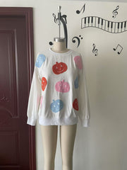 Ladies Summer Personalized Trend Halloween Theme Pumpkin Embroidered Sweatshirts