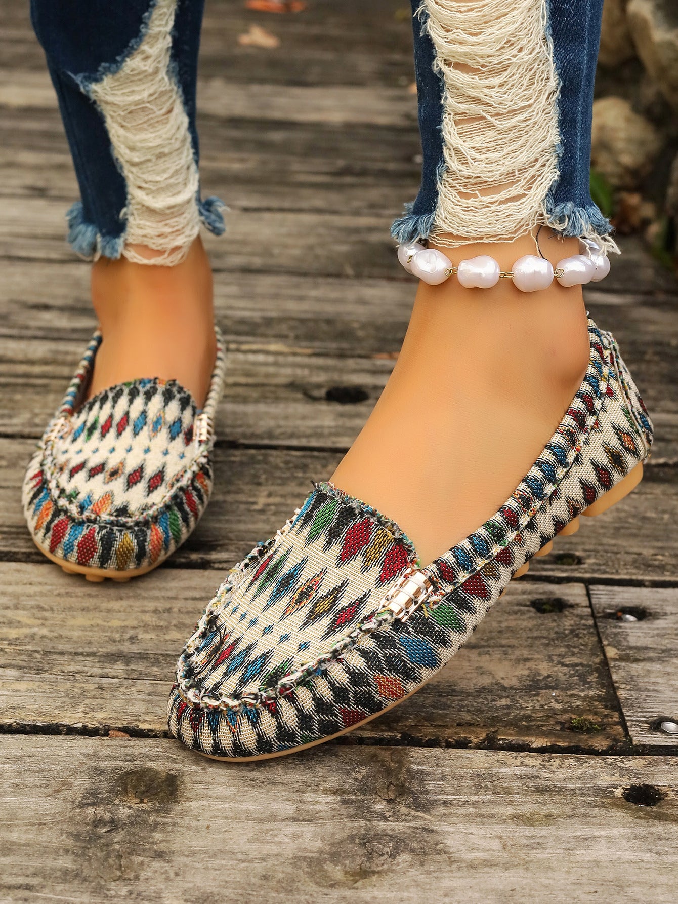 Arrival Color Matching Cloth Surface Lazy Flat Pumps Women Ethnic Low Cut Breathable Lazy Work Shoes - kinko Global Holdings inc