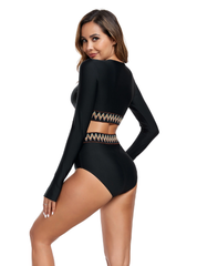 Sports Solid Color Slimming Long Sleeve Split Women Surfing Swimsuit