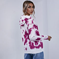 Autumn Women Clothing Contrast Color Tie Dyed Women Pullover round Neck Loose Fitting Women Sweatshirt