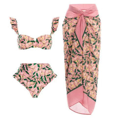 Three Piece Set Bikini Sexy Bikini Split Swimsuit Women Chiffon Dress Swimsuit Outfit
