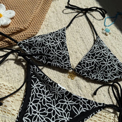 Sexy Two Piece Bikini Swimsuit Women Split Halter Lace up Swimsuit - kinko Global Holdings inc