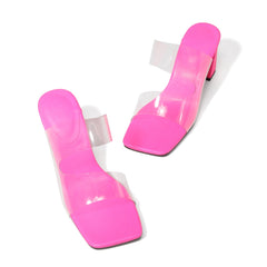 Candy Color Sandals High Heels Transparent PVC All Match High Heel Square Toe Sandals - kinko Global Holdings inc