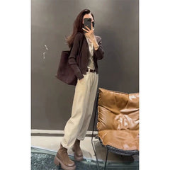 Knitwear All-matching Youthful-looking Casual Pants Two-piece Set - kinko