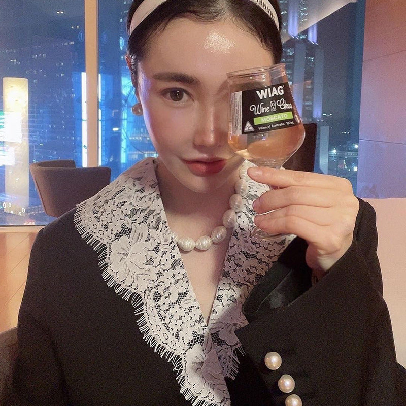 Pearl Button Lace Lace Lapel Blazer Women - kinko