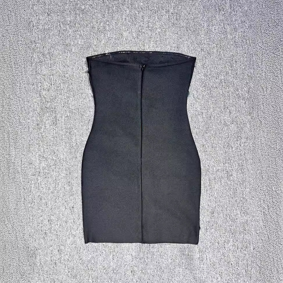 Off-shoulder Diamond-embedded Tube Top Party Dress - kinko