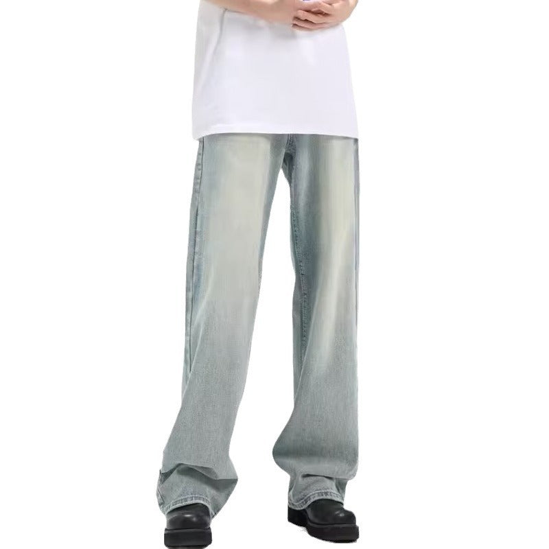 Retro Trousers Loose Casual Blue - kinko