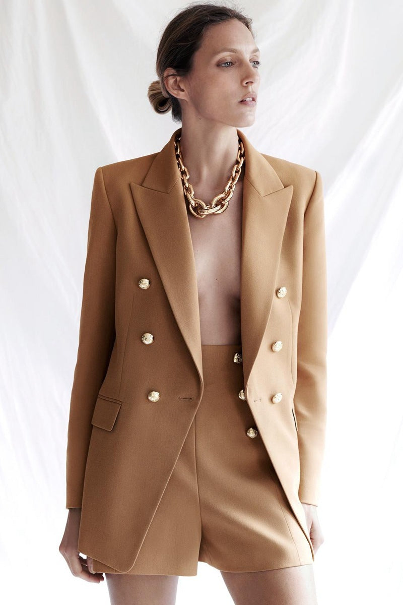 Simple Style Buttoned Casual Blazer Jacket Women - kinko