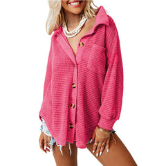 Loose Waffle Leisure Commute All-matching Shirt - kinko