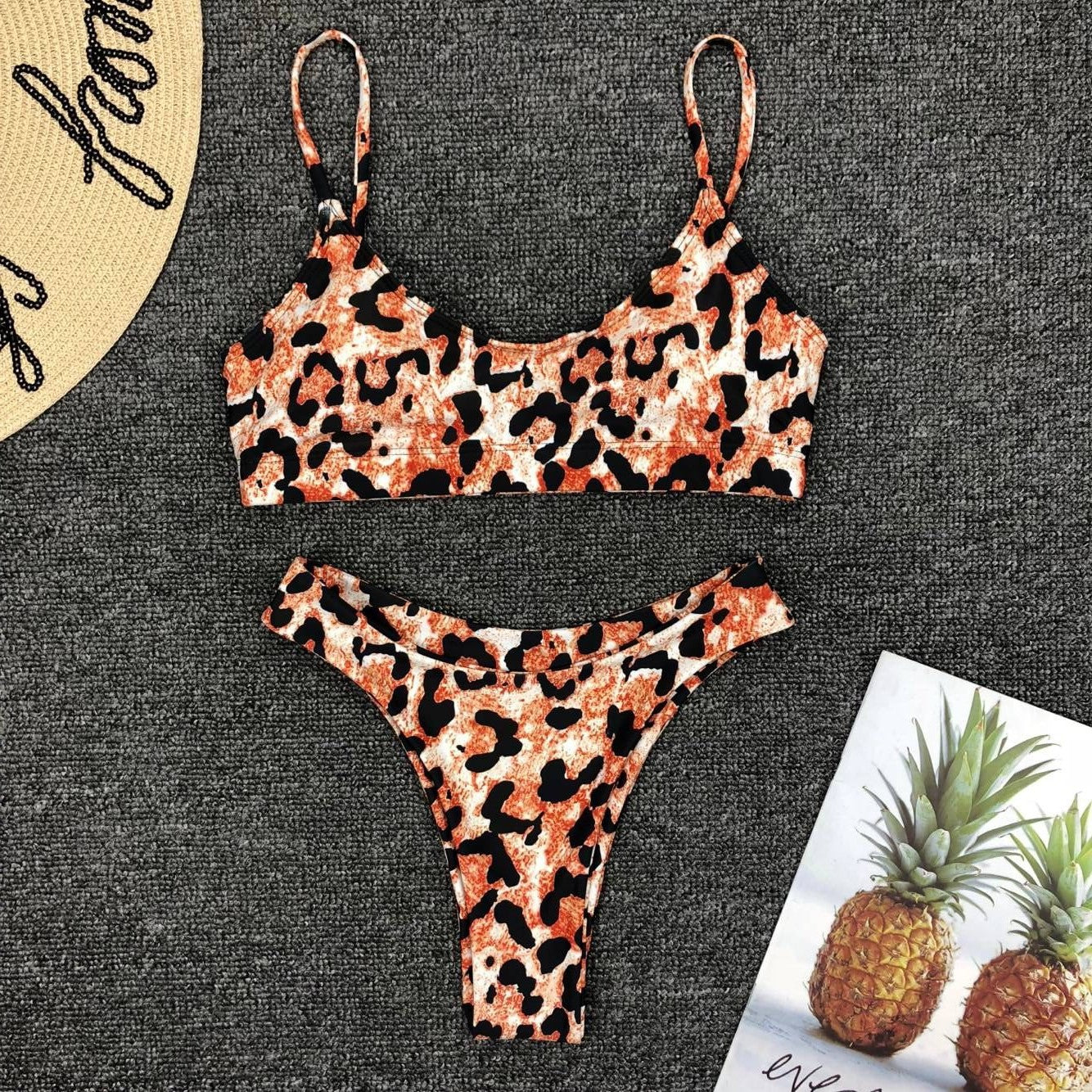 Women Seperated Swimwear Sexy Leopard Print Bikini Push up - kinko Global Holdings inc