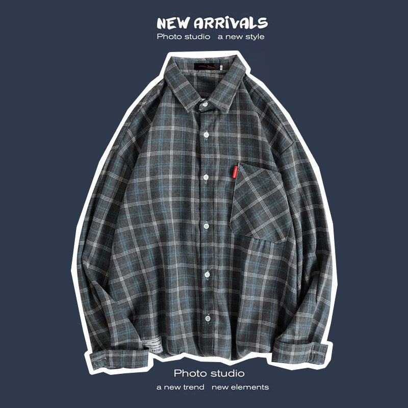 Loose Fashion Personality Men's Retro Plaid Coat - kinko