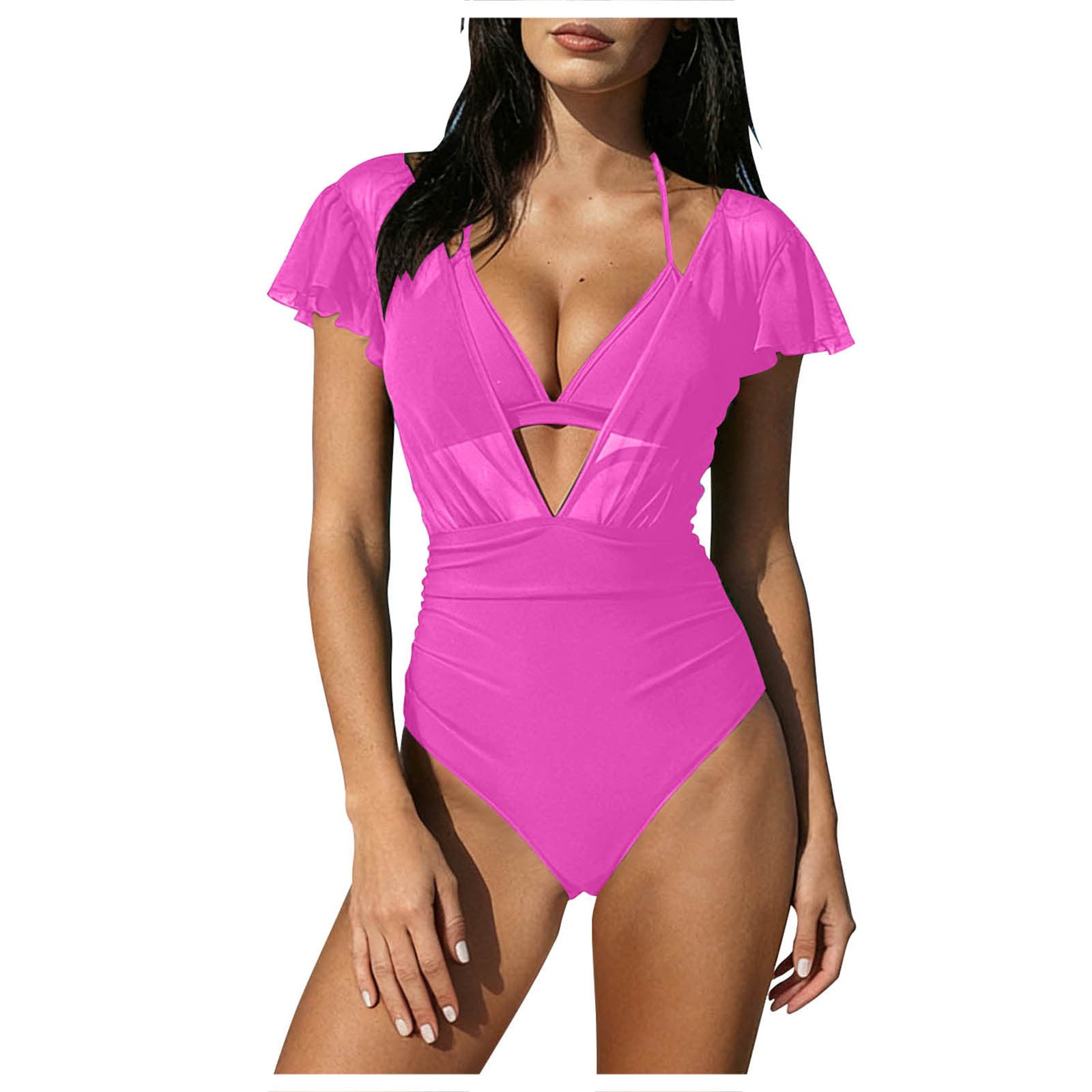 Swimwear Women Solid Color Split Sexy Bikini Swimsuit - kinko Global Holdings inc