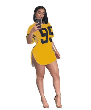 Printed Short Sleeved Mini Dresses Casual - kinko