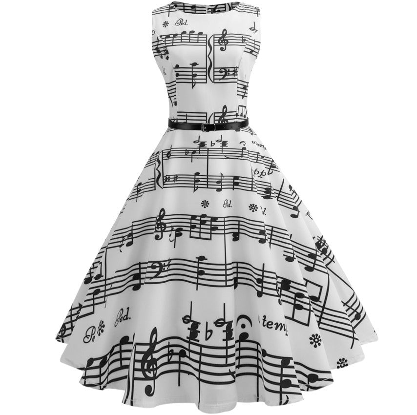 Retro floral print dresses - kinko
