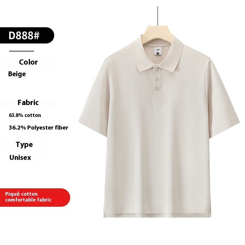 Solid Color Polo Collar Polo Shirt Hong Kong Style Loose Short Sleeve - kinko