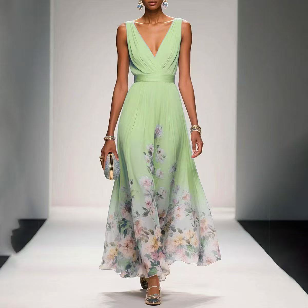 Evening Gown Elegant V-neck Cross-border Dress - kinko