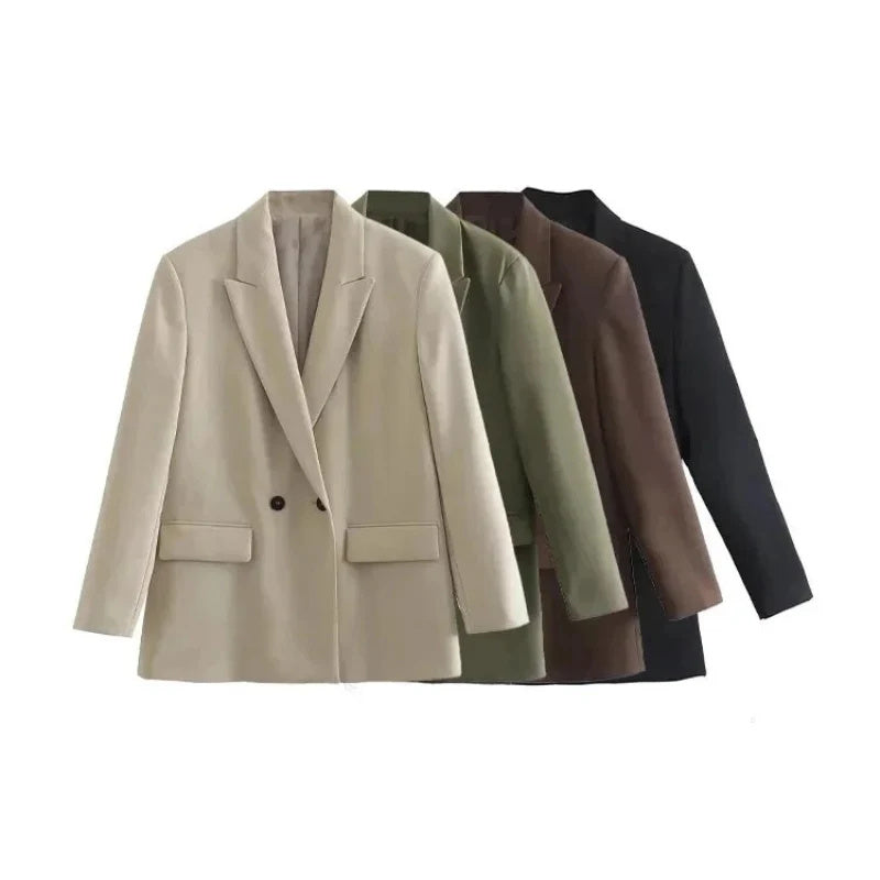 Loose Casual Double Breasted Blazer - kinko