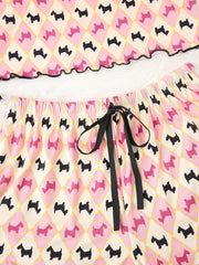 Women Spring Autumn Cute Animal Print Summer Ladies Homewear Five Piece Set