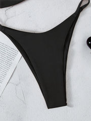 Swimwear Solid Color Flat Chest Bikini Set French Sexy Bikini Swimsuit - kinko Global Holdings inc