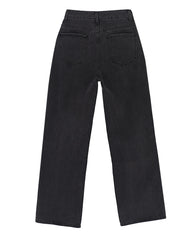 Black Gray Women High Waist Ripped Jeans Baggy Straight Trousers - kinko Global Holdings inc