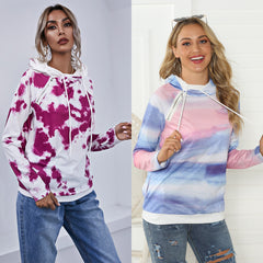 Autumn Women Clothing Contrast Color Tie Dyed Women Pullover round Neck Loose Fitting Women Sweatshirt