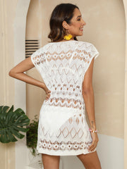 Beach Cover Up Seaside Vacation Women Clothing Irregular Asymmetric Lace Shirt Sexy See through Dress