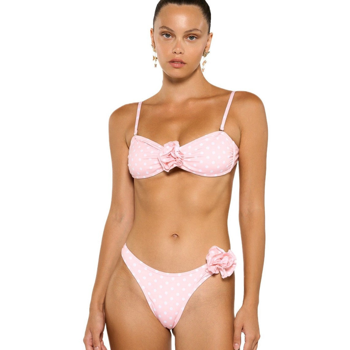 Dotted Prints Sexy Bikini Floral Strap Split Swimsuit Women - kinko Global Holdings inc