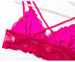 Underwear Women Big Chest Small without Steel Ring French Triangle Cup Breathable Beauty Back More than Bra Set Multi Color Optional
