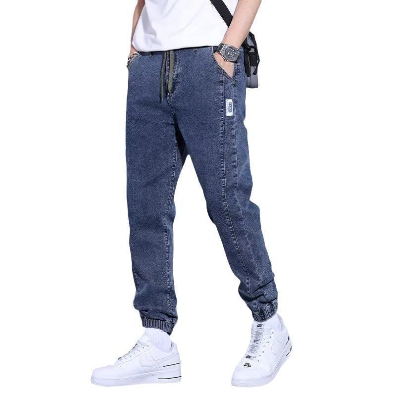 Youth Casual Harem Drawstring Elastic Elastic Beam Foot Type Men's Jeans - kinko