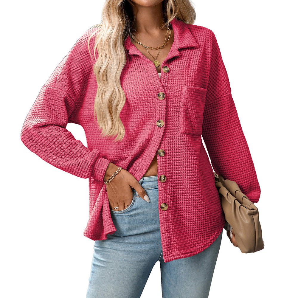 Loose Waffle Leisure Commute All-matching Shirt - kinko