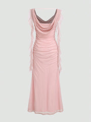 Elegant Solid-Colored Ribbon Wedding & Party Dress - kinko