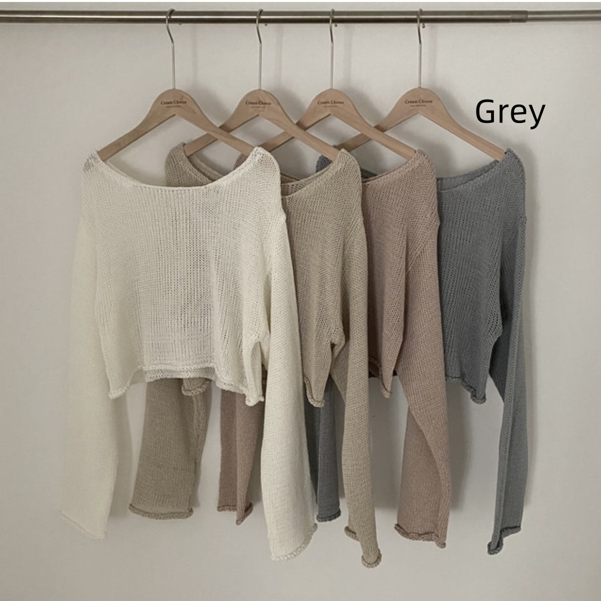 Off-neck Casual Sun-proof Blouse Thin Knitted Top - kinko