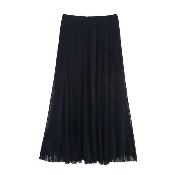 Refined Handmade Lace Jacquard Mesh Skirt Long Dress
