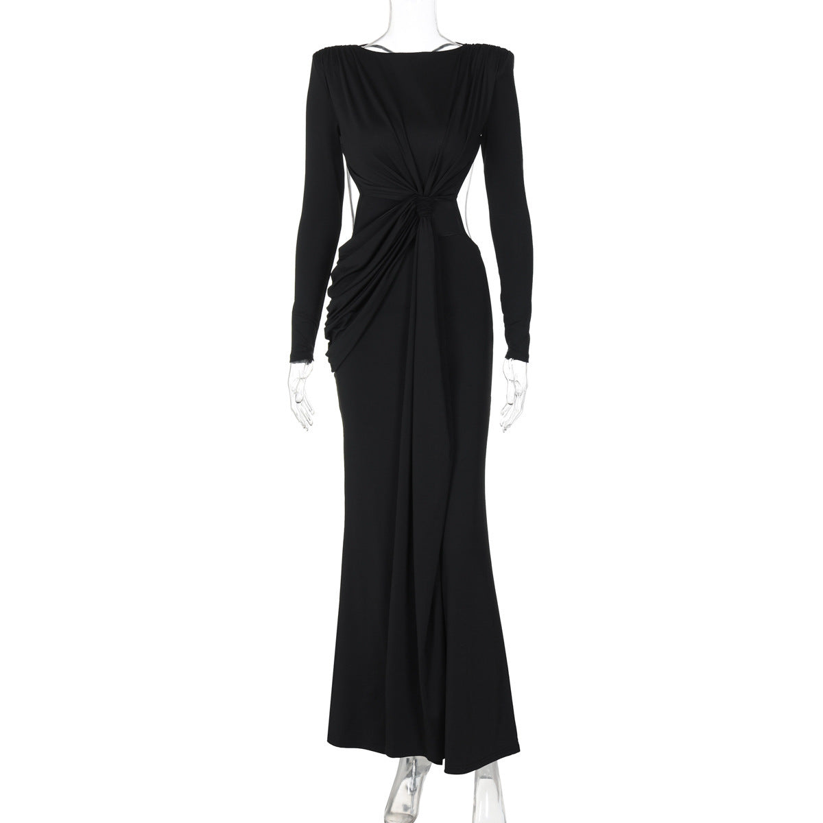 Women's Sexy Hot Girl Back Hollow-out Slim-fit Long Sleeve Dress - kinko