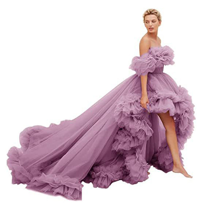 Tube Top Short Front And Long Back Dress - kinko